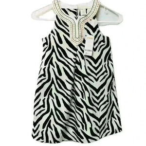 Gymboree Wild For Zebra Animal Print Shift Dress Black White size 7 girls